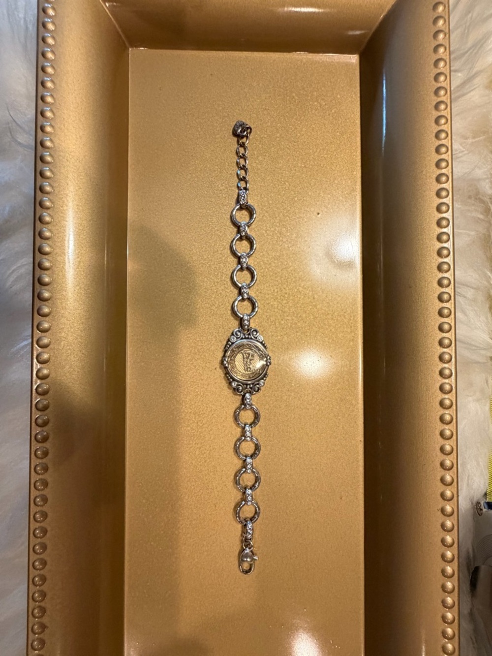 Brighton Silver and Gold Chain Bracelet with Medallion
